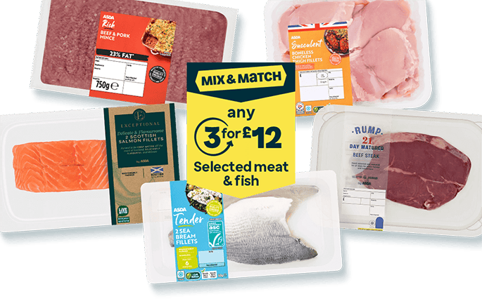Mix & Match any 3 for £12 selected meat and fish