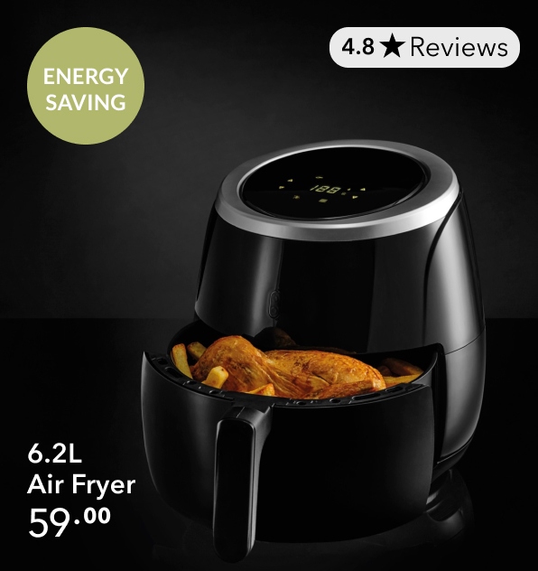 Black air fryer, fifty nine pounds.  4.8 % Reviews 